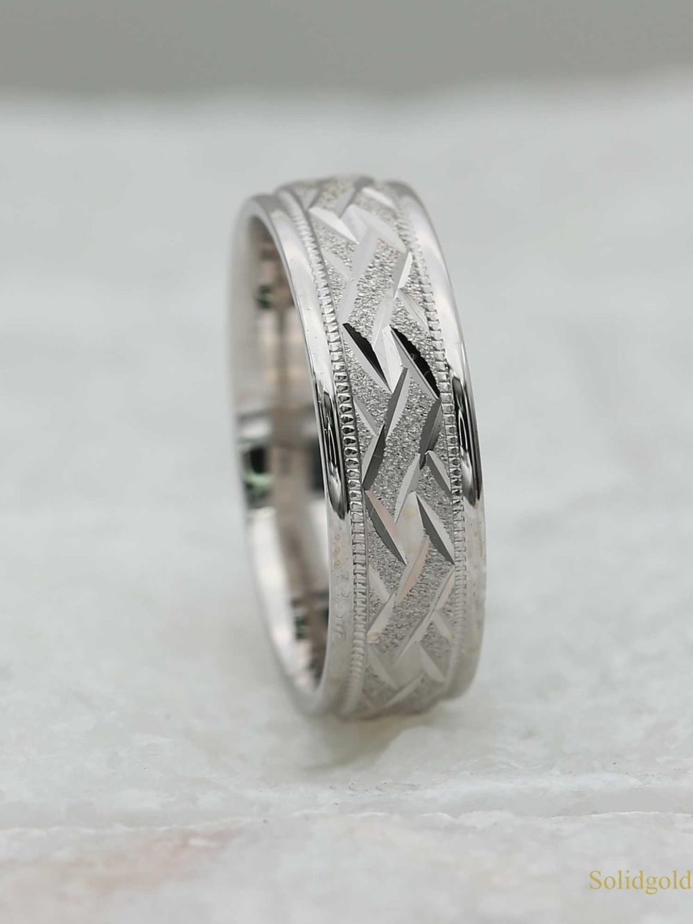 Men's Silver Twisted Pattern Wedding Band